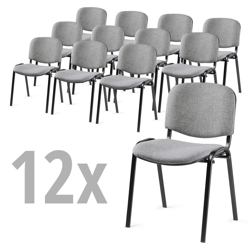 Set van 12 bezoekersstoelen ISO | grijs | zwart