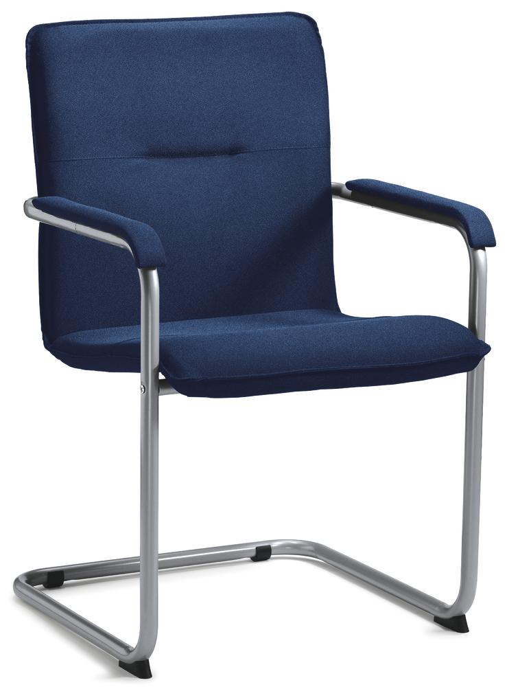 Bezoekerssledestoel DESKIN1 - bekledingsstof | donkerblauw | aluzilver