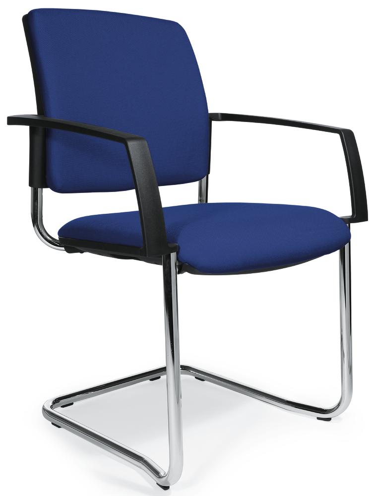 Bezoekersstoel VALERA S | blauw | vaste armleggers | stof