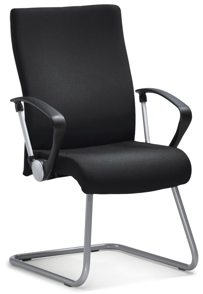 Bezoekerssledestoel DV 30 met armleggers | zwart | aluzilver