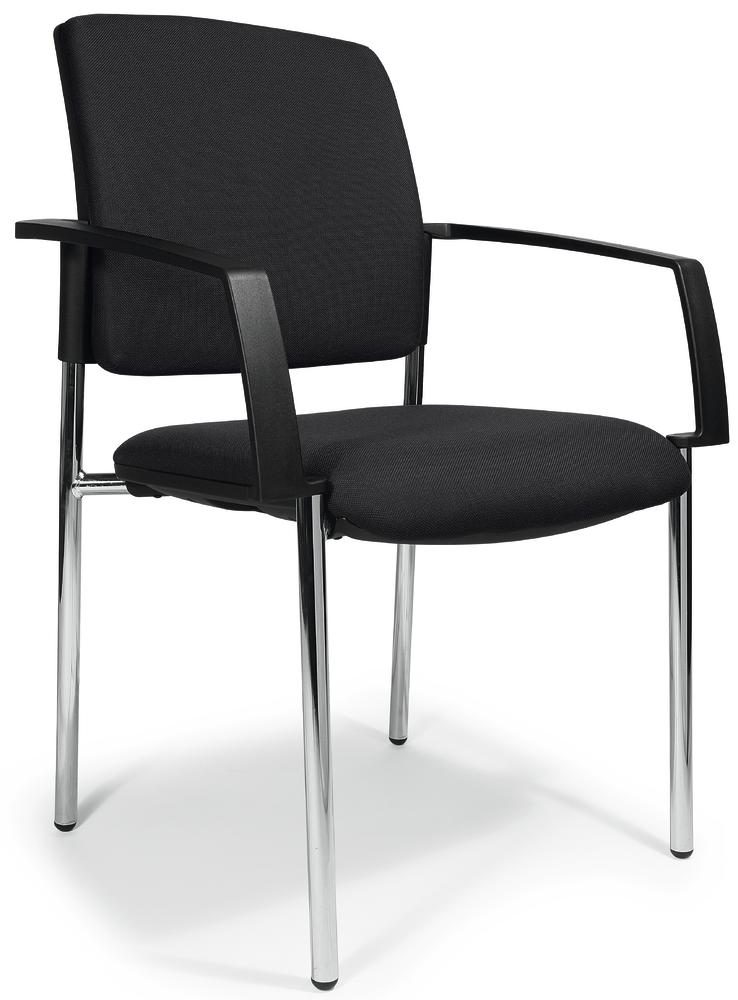 Bezoekersstoel VALERA 4 incl. armleggers | zwart | vaste armleggers | stof