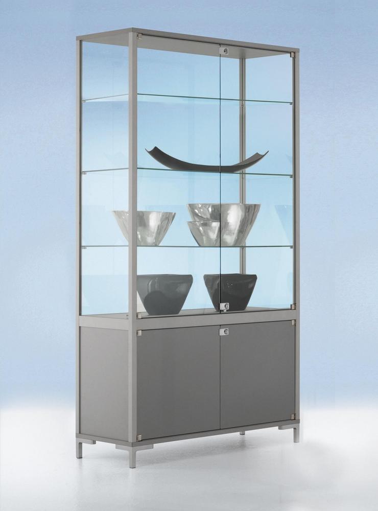 Vitrinekast met draaideur en opbergruimte NEW YORK | 800 | opbergvakvitrine, levering franco gelijkvloers | franco, stoeprand