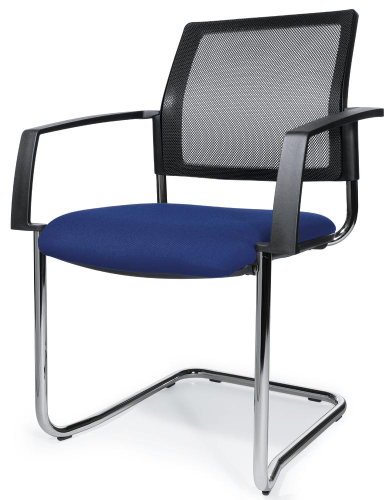 Bezoekersstoel VALERA S | blauw | vaste armleggers | stof met netweefsel