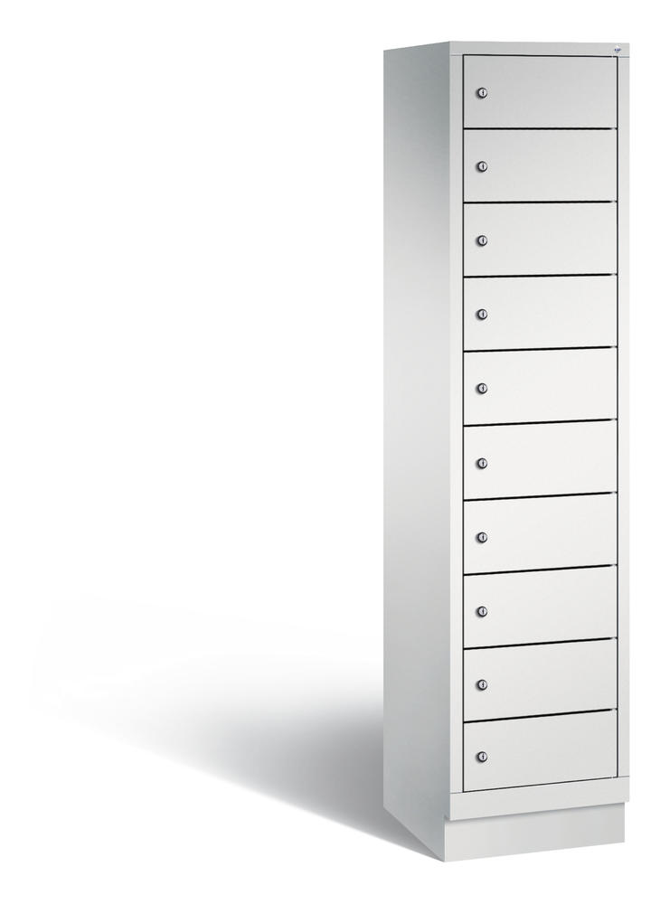 Laptopkast, 1 x 10 vakken | lichtgrijs RAL 7035 | zonder elektrificatie | lichtgrijs RAL 7035 | 10