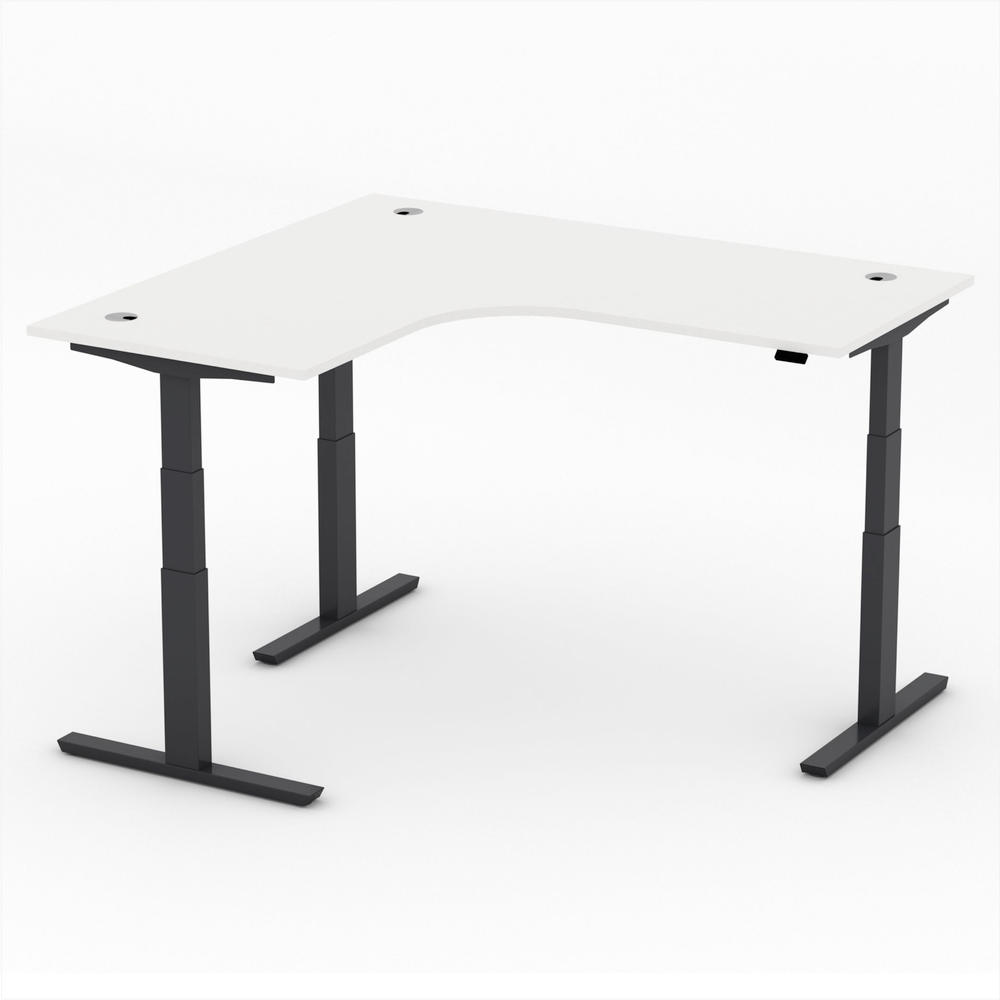 XXL-zit-/stabureautafel jumbo MULTI M | wit | zwart | hoekbureau linkszijdig
