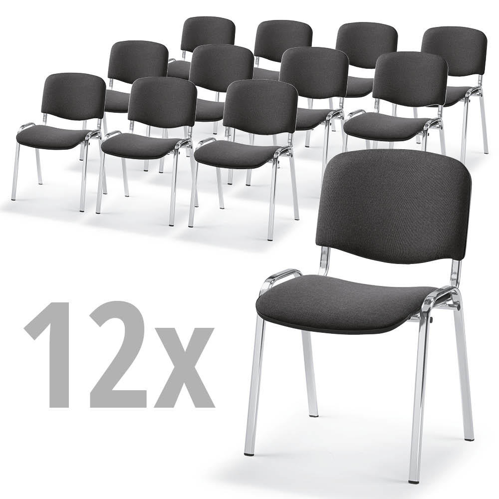 12 Bezoekersstoelen ISO in SET, 3 onderstelkleuren