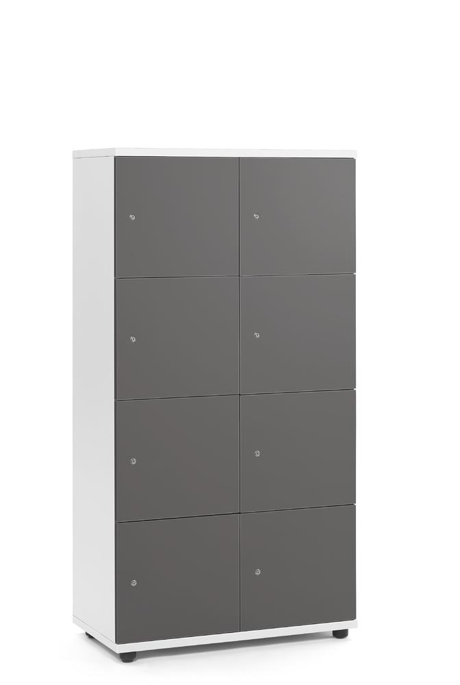 Lockers OFFICE-LINE met 8 vakken | antraciet | zonder postsleuf | wit | cilinderslot met wisselcilinder
