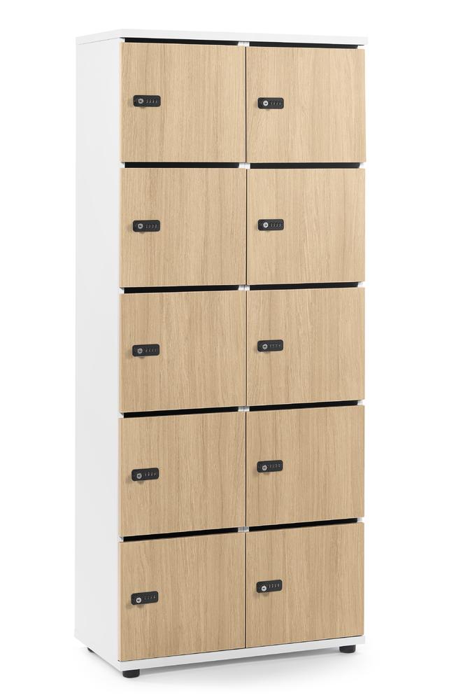 Lockers OFFICE-LINE | licht eik | met postsleuf | wit | mechanisch cijfer-/combinatieslot