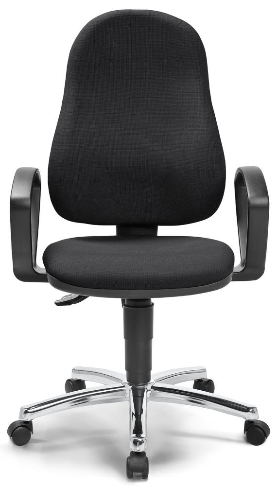 Bureaustoel COMFORT P incl. vaste armleggers | zwart | verchroomd | vaste armleggers