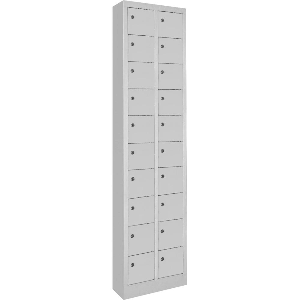 Minilockerkast 2 x 10 vakken | lichtgrijs RAL 7035 | 1950 | zonder etiketvenster | 20