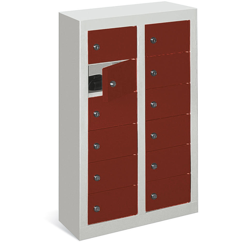 Minilockerkast 2 x 6 vakken | robijnrood RAL 3003 | 815 | zonder etiketvenster | 12