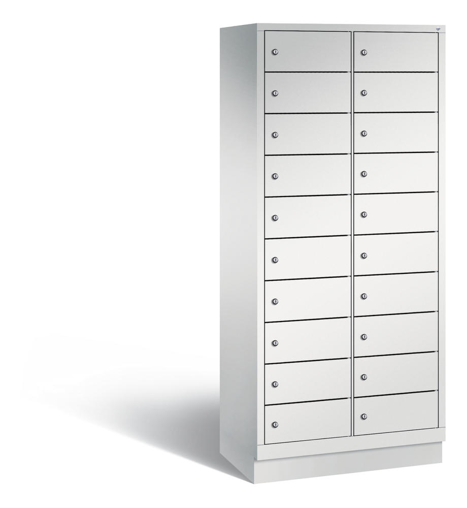Laptopkast, 2 x 10 vakken | lichtgrijs RAL 7035 | zonder elektrificatie | lichtgrijs RAL 7035 | 20