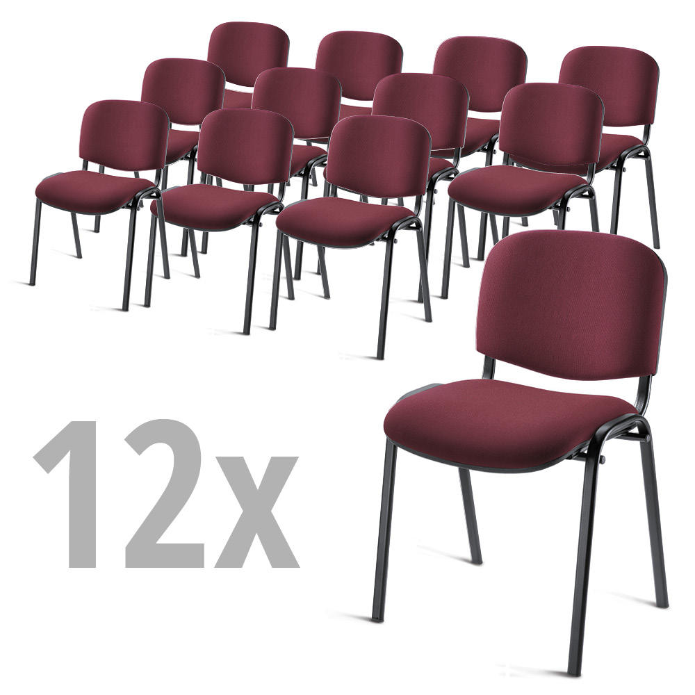 Set van 12 bezoekersstoelen ISO | bordeaux | zwart