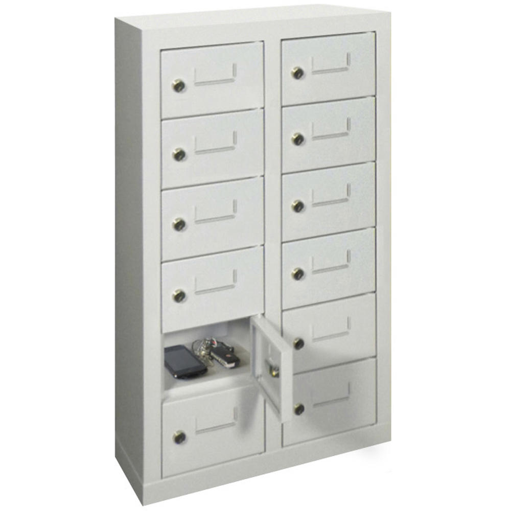 Minilockerkast 2 x 6 vakken | lichtgrijs RAL 7035 | 815 | met etiketvenster | 12