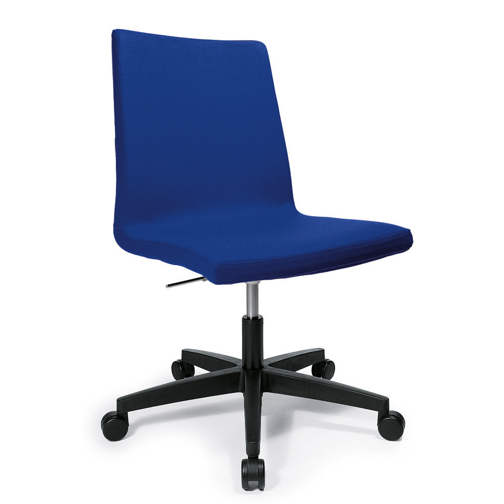 Bezoekersdraaistoel TURN | donkerblauw | kruisvoet met wielen | zwart | zonder armleggers