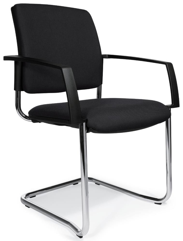 Bezoekersstoel VALERA S met armleggers | zwart | vaste armleggers | stof