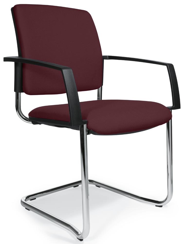 Bezoekersstoel VALERA S | bordeaux | vaste armleggers | stof