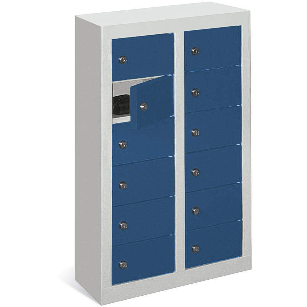 Minilockerkast 2 x 6 vakken | gentiaanblauw RAL 5010 | 815 | zonder etiketvenster | 12
