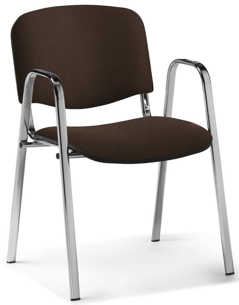 Bezoekersstoel met armleggers | zwart | verchroomd