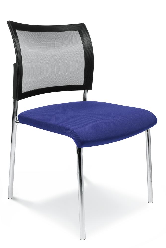 Bezoekersstoel LAS VEGAS met netrug | blauw | stof met netweefsel