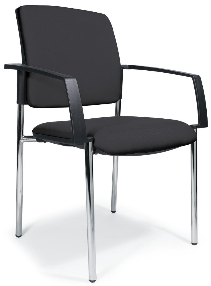 Bezoekersstoel VALERA 4 incl. armleggers | antraciet | vaste armleggers | stof