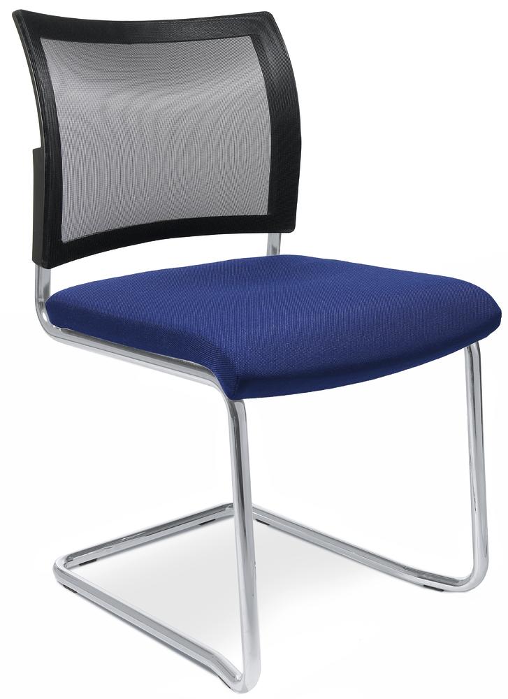 Bezoekerssledestoel LAS VEGAS met netrug | blauw | stof met netweefsel