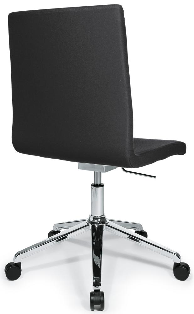 Bezoekersdraaistoel TURN | zwart | kruisvoet met wielen | verchroomd | zonder armleggers