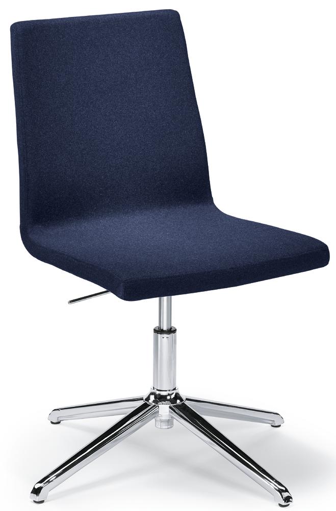 Vergaderstoel TURN met glijders | donkerblauw | kruisvoet met glijders | verchroomd | zonder armleggers