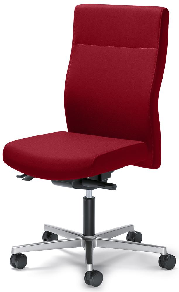 Bureaustoel D001 zonder armleggers | rood | zitneigingautomatic, zitdiepteverstelling | aluzilver