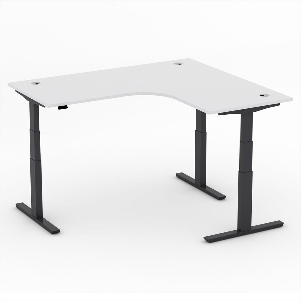 XXL-zit-/stabureautafel jumbo MULTI M | lichtgrijs | zwart | hoekbureau rechtszijdig