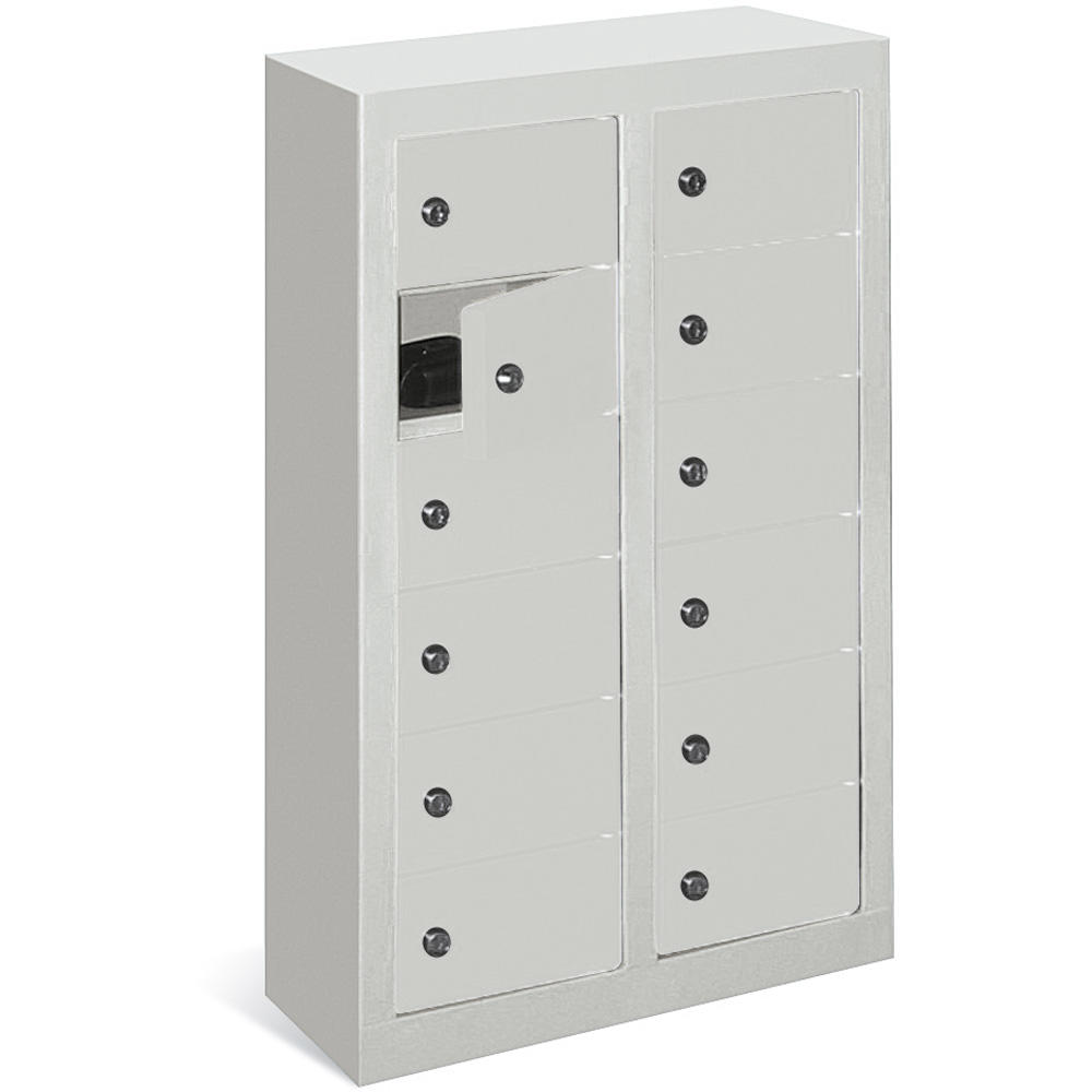 Minilockerkast 2 x 6 vakken | lichtgrijs RAL 7035 | 815 | zonder etiketvenster | 12
