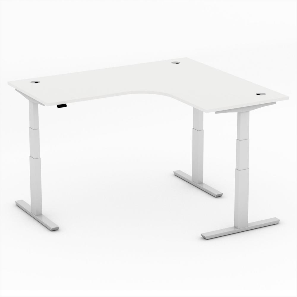 Verstelbare hoekbureau MULTI M pro | wit | aluzilver | hoekbureau rechtszijdig