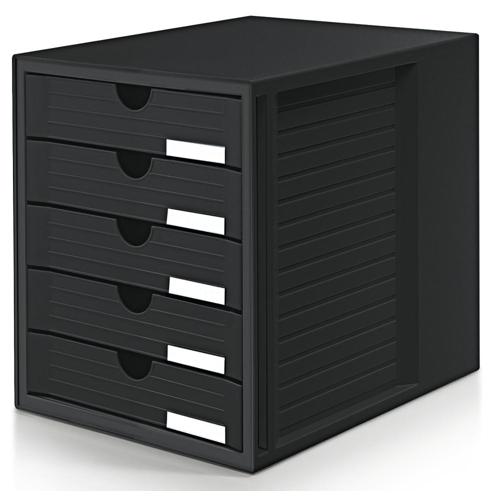 Kunststof ladebox | zwart | 5 gesloten lades