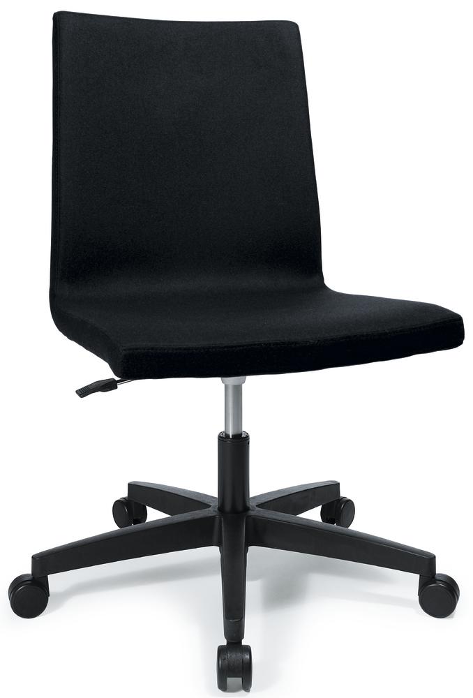 Bezoekersdraaistoel TURN | zwart | kruisvoet met wielen | zwart | zonder armleggers