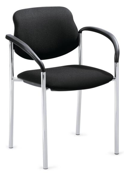 Bezoekersstoel FLORA I met armleggers zwart | vaste armleggers | verchroomd
