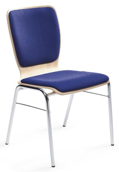 Bezoekersstoel JARA blauw | zit- en rugkussen | verchroomd | zonder