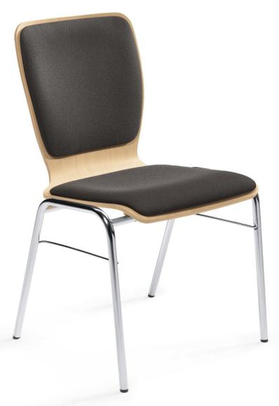 Bezoekersstoel JARA zwart | Gestoffeerde zitting en rug | verchroomd | zonder