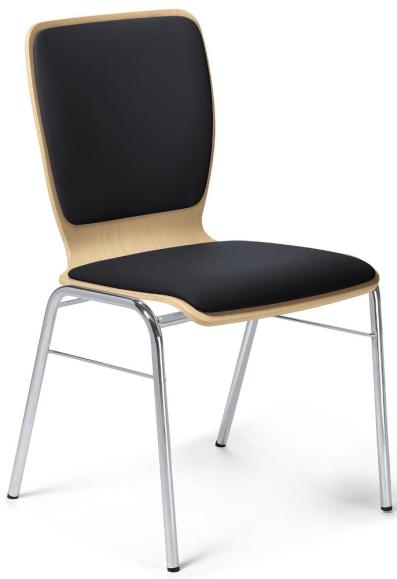 Bezoekersstoel JARA kunstleer zwart | zit- en rugkussen