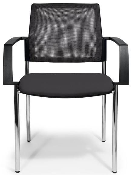 Bezoekersstoel VALERA 4 oranje | vaste armleggers | stof met netweefsel