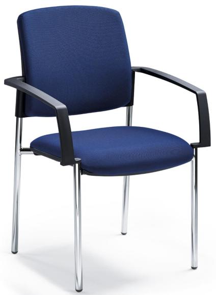 Bezoekersstoel VALERA 4 blauw | vaste armleggers | stof