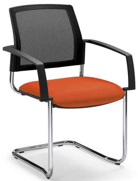 Bezoekersstoel VALERA S oranje | vaste armleggers | stof met netweefsel