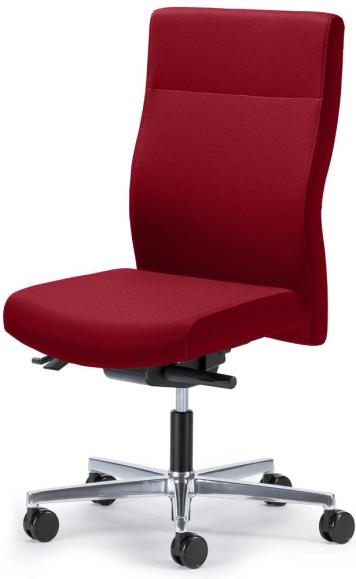 Bureaustoel D001 zonder armleggers rood | met tegendrukaanpassing | zitneigingautomatic, zitdiepteverstelling | aluminium gepolijst | zonder hoofdsteun