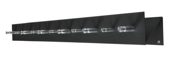 Wandgarderobe met 11 ronde haken zwart/aluminium zwart | haken recht | 11