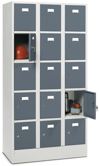 Metalen locker SYSTEM SP1 COLOR blauwgrijs RAL 7031 | 300 | 3 | cilinderslot | 15