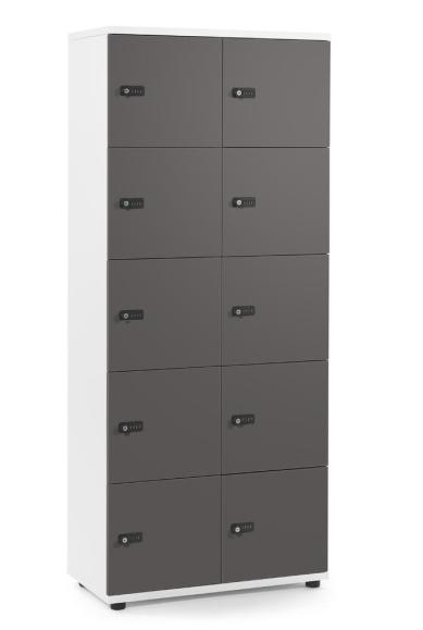 Lockers OFFICE-LINE met 10 vakken antraciet | zonder postsleuf | melamin | wit | mechanisch cijfer-/combinatieslot