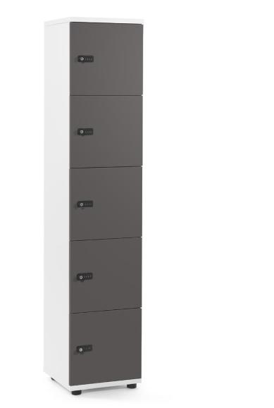Lockers OFFICE-LINE met 5 vakken antraciet | zonder postsleuf | melamin | wit | mechanisch cijfer-/combinatieslot