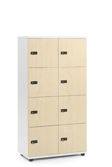 Lockers OFFICE-LINE met 8 vakken esdoorndecor | zonder postsleuf | melamin | wit | mechanisch cijfer-/combinatieslot