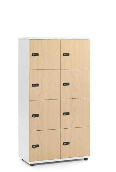 Lockers OFFICE-LINE met 8 vakken beukdecor | zonder postsleuf | melamin | wit | mechanisch cijfer-/combinatieslot
