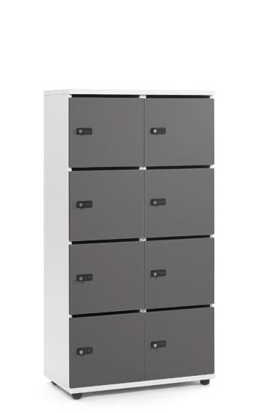 Lockers OFFICE-LINE met 8 vakken antraciet | met postsleuf | melamin | wit | mechanisch cijfer-/combinatieslot