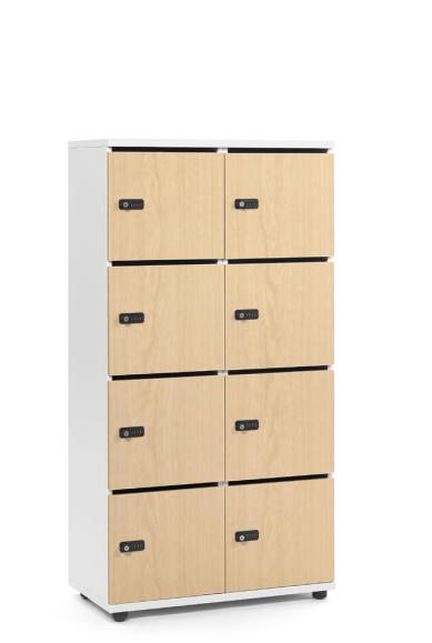 Lockers OFFICE-LINE met 8 vakken beukdecor | met postsleuf | melamin | wit | mechanisch cijfer-/combinatieslot